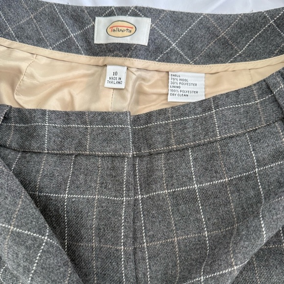 Vintage Talbots Twill Wool‎ Gray Plaid Lined Straight Leg Career Trousers 10 EUC - Picture 7 of 9
